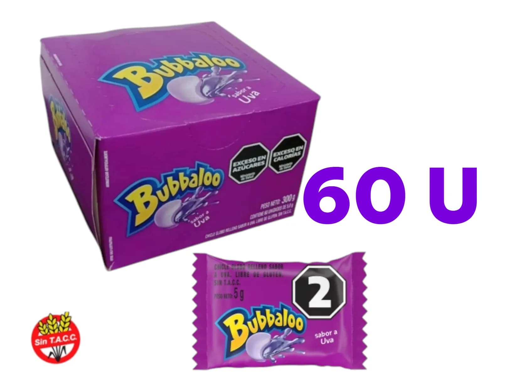 CHICLE BUBBALOO UVA X 60 UNI
