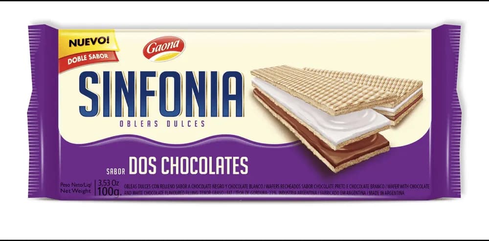 GAONA SINFONIA DUO DOS CHOCO 28X100GR