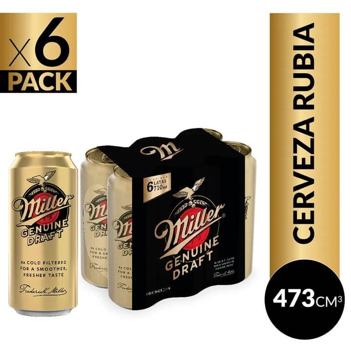 MILLER LATAS 473cc PACK X 6 CERVE
